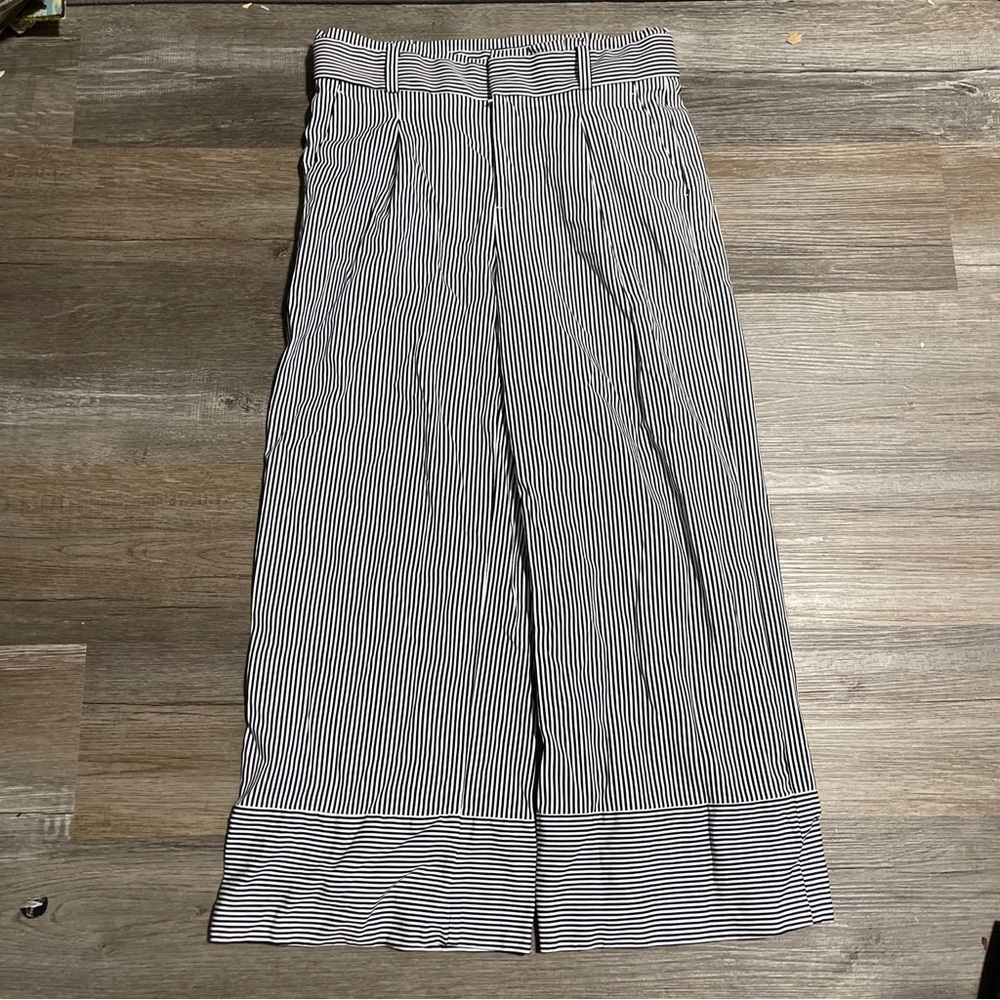 Banana Republic Striped Dress Wide Leg Pants Trousers Navy And White Size 8L